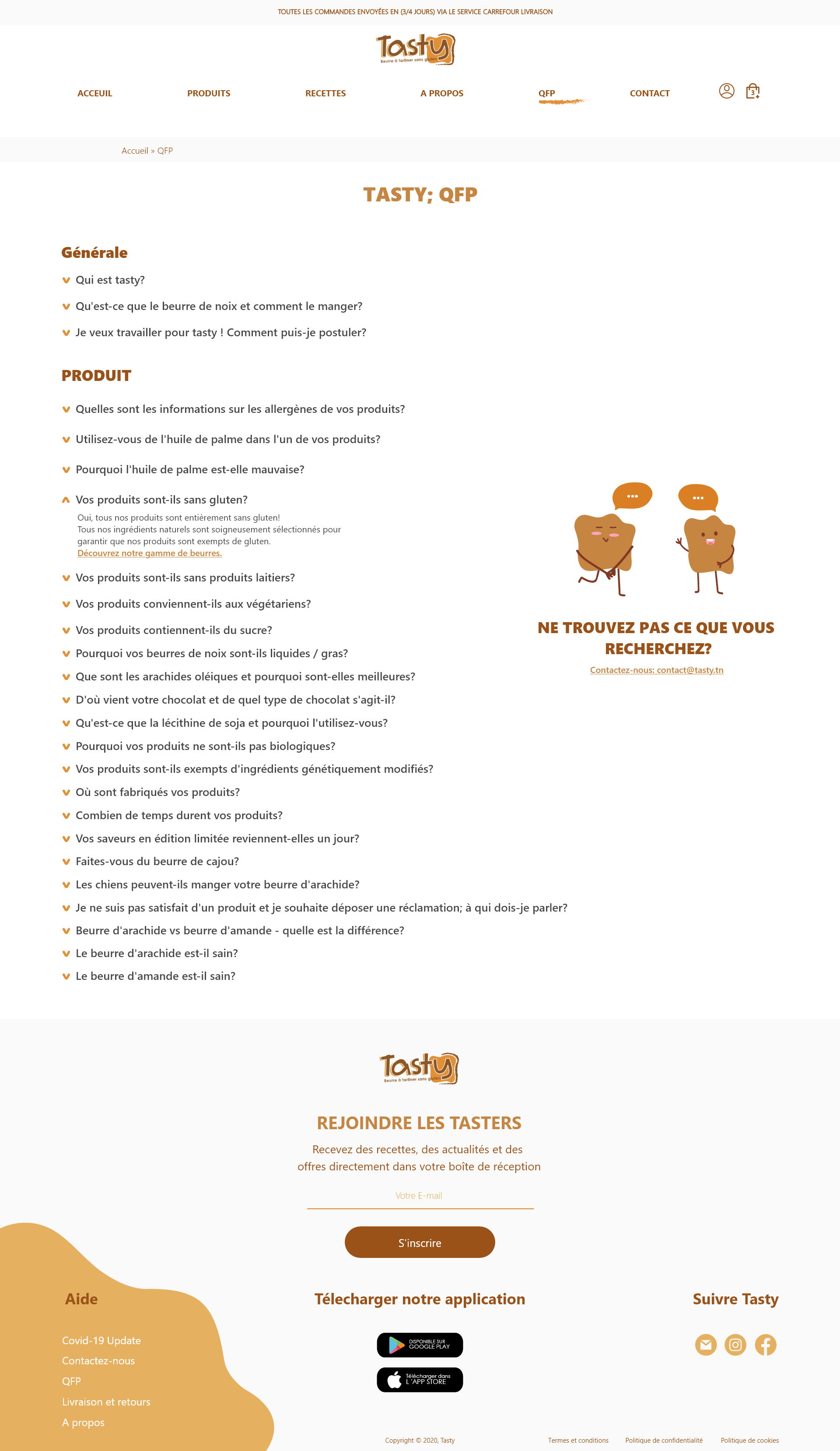 FAQ page answering common questions
